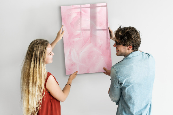Decoratief glazen wandbord beschrijfbaar en magnetisch Roze prikbord voor notities en foto's