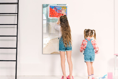 Memobord van glas met print inclusief neodymium magneten Modern fotobord in pastelkleuren