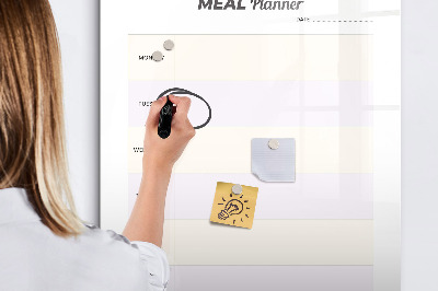 Decoratief glazen wandbord beschrijfbaar en magnetisch Maaltijdplanner voor de hele week