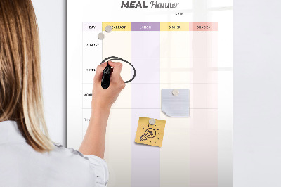 Decoratief glazen wandbord beschrijfbaar en magnetisch Dagelijkse maaltijdplanner