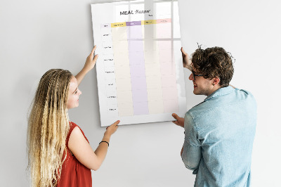 Decoratief glazen wandbord beschrijfbaar en magnetisch Dagelijkse maaltijdplanner