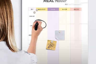 Decoratief glazen wandbord beschrijfbaar en magnetisch Dagelijkse maaltijdplanner