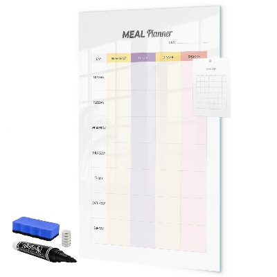 Decoratief glazen wandbord beschrijfbaar en magnetisch Dagelijkse maaltijdplanner