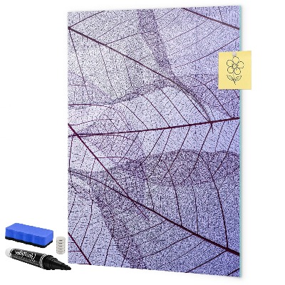 Decoratief glazen wandbord beschrijfbaar en magnetisch Magnetisch bord met een bladmotief