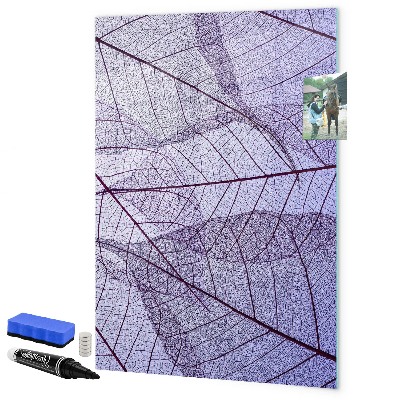 Decoratief glazen wandbord beschrijfbaar en magnetisch Magnetisch bord met een bladmotief