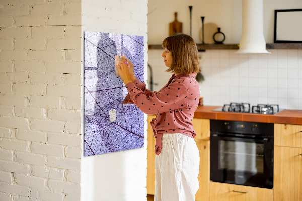 Decoratief glazen wandbord beschrijfbaar en magnetisch Magnetisch bord met een bladmotief
