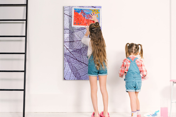 Decoratief glazen wandbord beschrijfbaar en magnetisch Magnetisch bord met een bladmotief