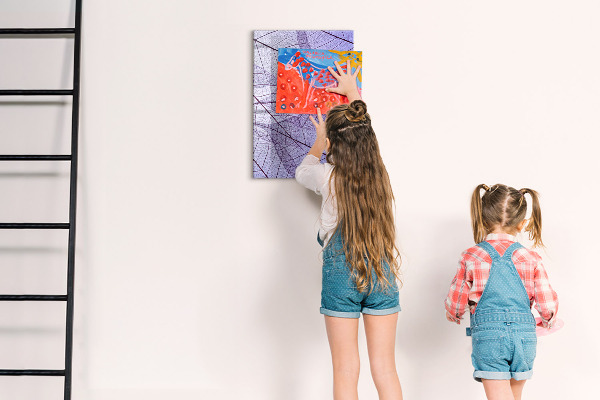 Decoratief glazen wandbord beschrijfbaar en magnetisch Magnetisch bord met een bladmotief
