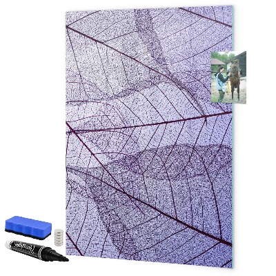 Decoratief glazen wandbord beschrijfbaar en magnetisch Magnetisch bord met een bladmotief