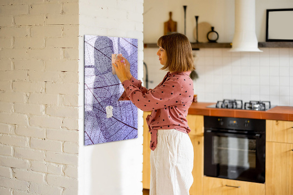 Decoratief glazen wandbord beschrijfbaar en magnetisch Magnetisch bord met een bladmotief