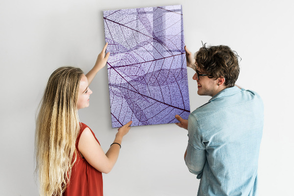 Decoratief glazen wandbord beschrijfbaar en magnetisch Magnetisch bord met een bladmotief