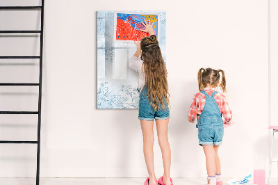 Decoratief glazen wandbord beschrijfbaar en magnetisch Creatief moodboard voor foto's en notities