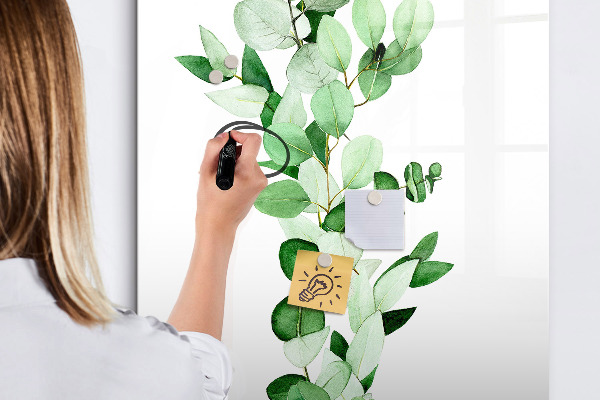 Memobord van glas met print inclusief neodymium magneten Groen thema met ruimte voor foto's