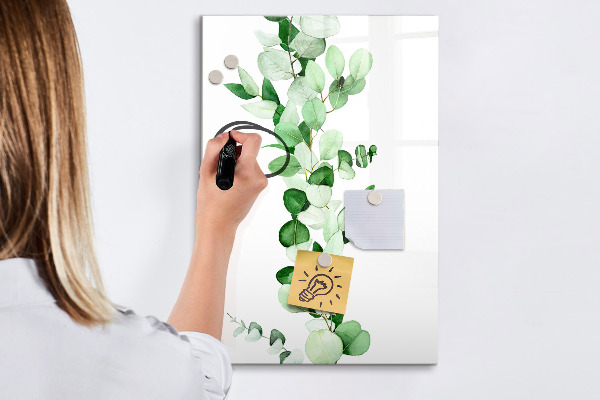 Memobord van glas met print inclusief neodymium magneten Groen thema met ruimte voor foto's