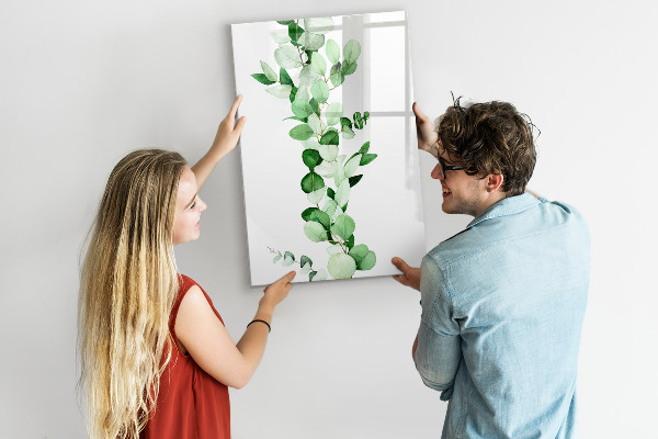 Memobord van glas met print inclusief neodymium magneten Groen thema met ruimte voor foto's
