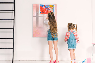 Decoratief glazen wandbord beschrijfbaar en magnetisch Pastelkarton voor foto's en notities