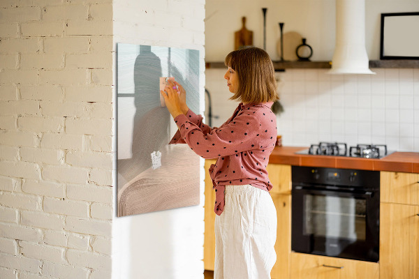 Memobord van glas met print inclusief neodymium magneten Een kleurrijk prikbord voor notities en foto's