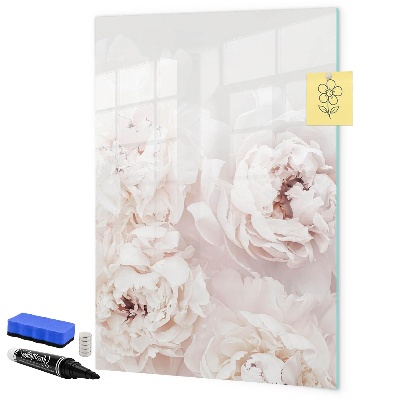 Decoratief glazen wandbord beschrijfbaar en magnetisch Bloemencollage met herinneringen en notities