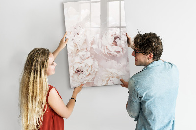 Decoratief glazen wandbord beschrijfbaar en magnetisch Bloemencollage met herinneringen en notities