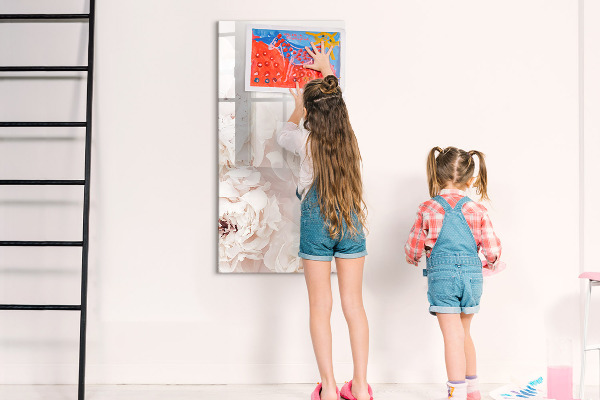 Decoratief glazen wandbord beschrijfbaar en magnetisch Bloemencollage met herinneringen en notities