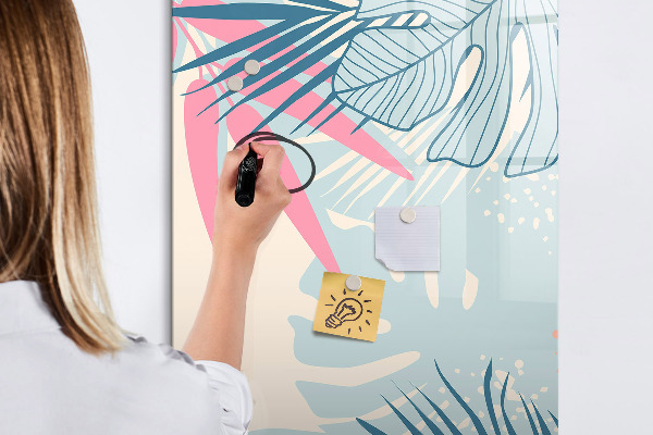 Decoratief glazen wandbord beschrijfbaar en magnetisch Een kleurrijk prikbord voor foto's en notities