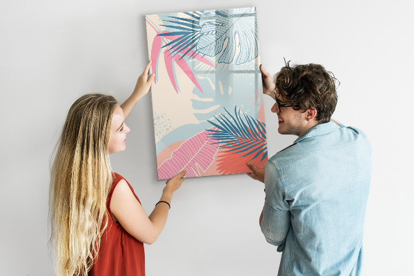 Decoratief glazen wandbord beschrijfbaar en magnetisch Een kleurrijk prikbord voor foto's en notities