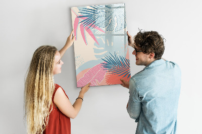 Decoratief glazen wandbord beschrijfbaar en magnetisch Een kleurrijk prikbord voor foto's en notities