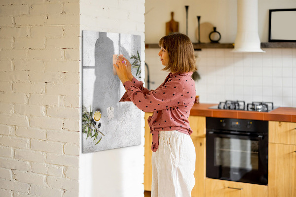 Memobord van glas met print inclusief neodymium magneten Modern prikbord voor notities en foto's