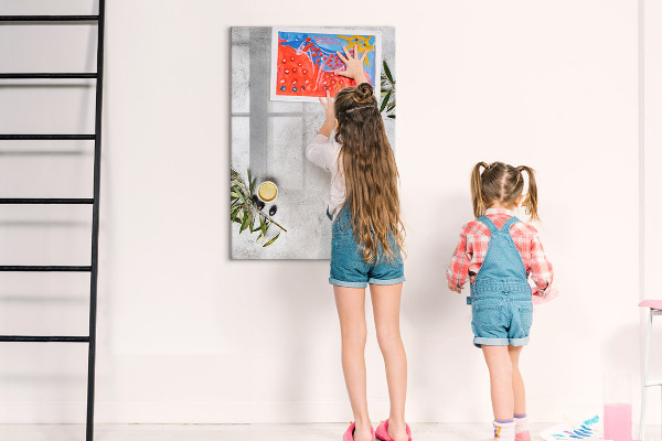 Memobord van glas met print inclusief neodymium magneten Modern prikbord voor notities en foto's