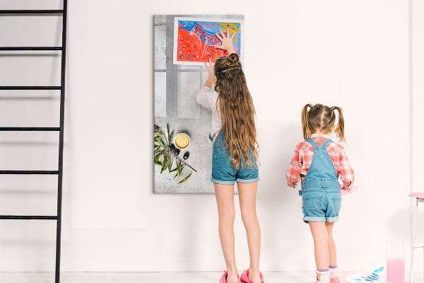 Memobord van glas met print inclusief neodymium magneten Modern prikbord voor notities en foto's