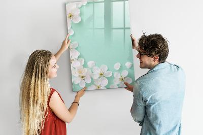 Decoratief glazen wandbord beschrijfbaar en magnetisch Creatief moodboard met een bloemenmotief
