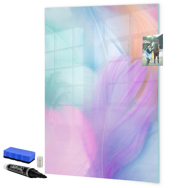 Memobord van glas met print inclusief neodymium magneten Een kleurrijk prikbord voor notities en foto's
