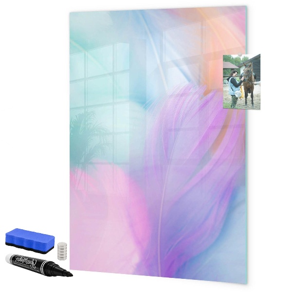 Memobord van glas met print inclusief neodymium magneten Een kleurrijk prikbord voor notities en foto's