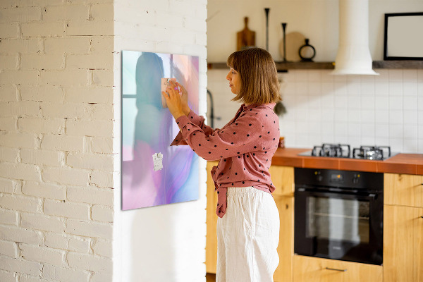 Memobord van glas met print inclusief neodymium magneten Een kleurrijk prikbord voor notities en foto's