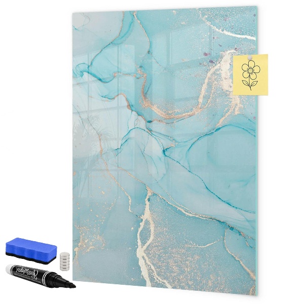 Decoratief glazen wandbord beschrijfbaar en magnetisch Een kleurrijk prikbord voor foto's en notities