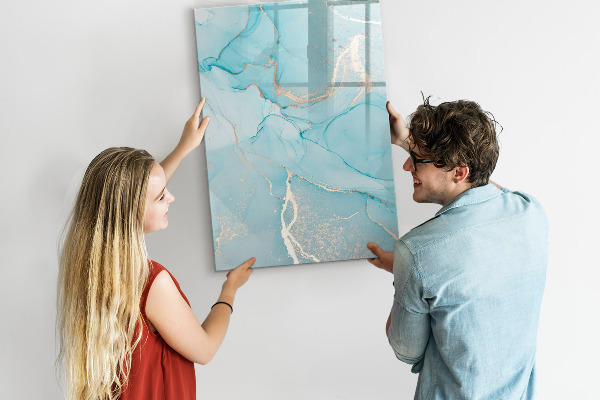 Decoratief glazen wandbord beschrijfbaar en magnetisch Een kleurrijk prikbord voor foto's en notities