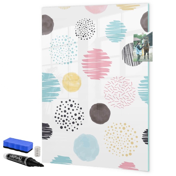 Memobord van glas met print inclusief neodymium magneten Een kleurrijk prikbord voor foto's en notities