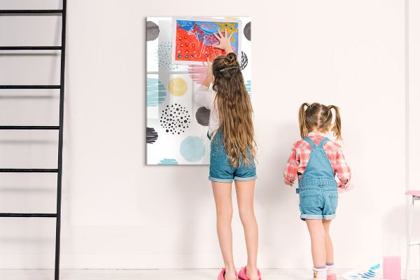 Memobord van glas met print inclusief neodymium magneten Een kleurrijk prikbord voor foto's en notities