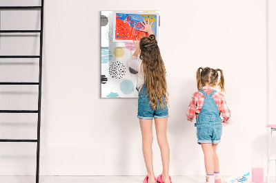 Memobord van glas met print inclusief neodymium magneten Een kleurrijk prikbord voor foto's en notities