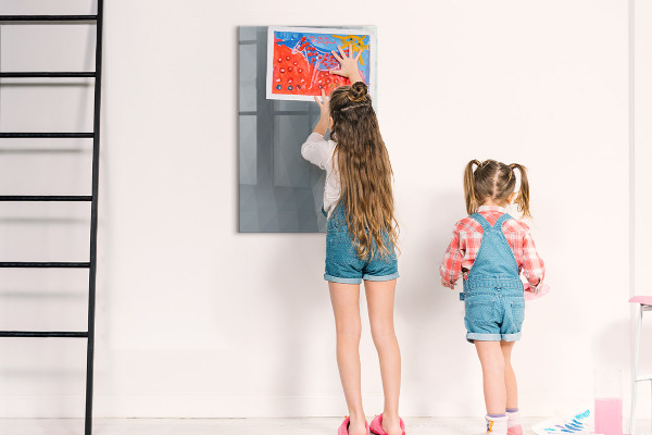 Decoratief glazen wandbord beschrijfbaar en magnetisch Notitie- en fotobord