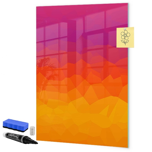 Memobord van glas met print inclusief neodymium magneten Een kleurrijk prikbord voor notities en foto's