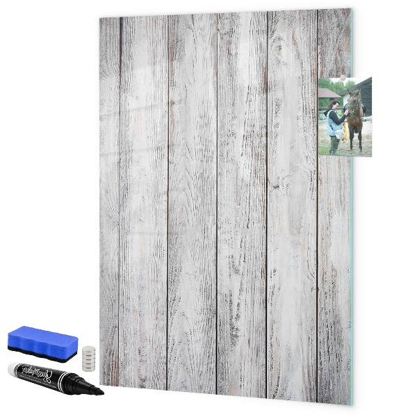 Decoratief glazen wandbord beschrijfbaar en magnetisch Een prikbord voor het ophangen van foto's en notities.