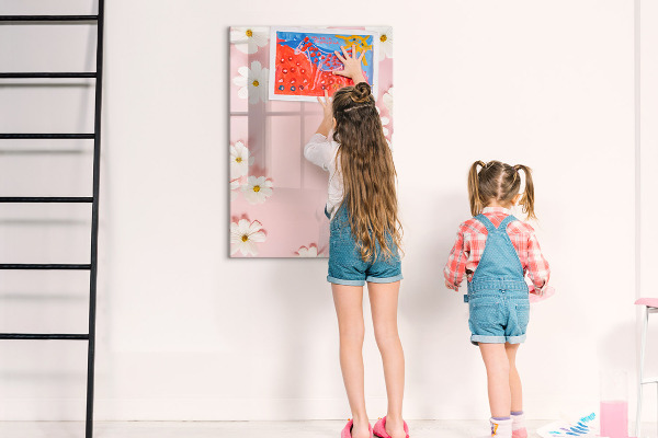 Decoratief glazen wandbord beschrijfbaar en magnetisch Creatief prikbord voor notities en foto's