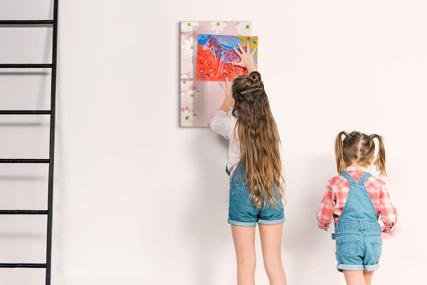 Decoratief glazen wandbord beschrijfbaar en magnetisch Creatief prikbord voor notities en foto's