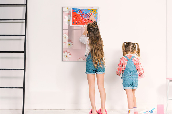 Decoratief glazen wandbord beschrijfbaar en magnetisch Creatief prikbord voor notities en foto's