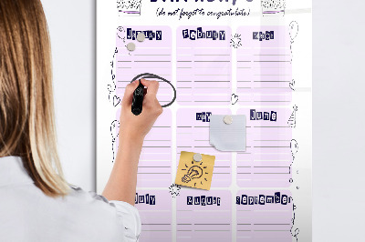 Memobord van glas met print inclusief neodymium magneten Verjaardagskalender met ruimte voor foto's