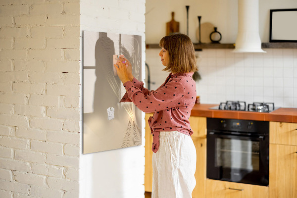Decoratief glazen wandbord beschrijfbaar en magnetisch Modern fotodisplaybord
