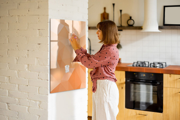 Memobord van glas met print inclusief neodymium magneten Een kleurrijk prikbord voor foto's en notities