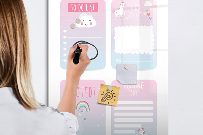 Decoratief glazen wandbord beschrijfbaar en magnetisch Plannen maken met plezier en creativiteit
