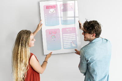 Decoratief glazen wandbord beschrijfbaar en magnetisch Plannen maken met plezier en creativiteit